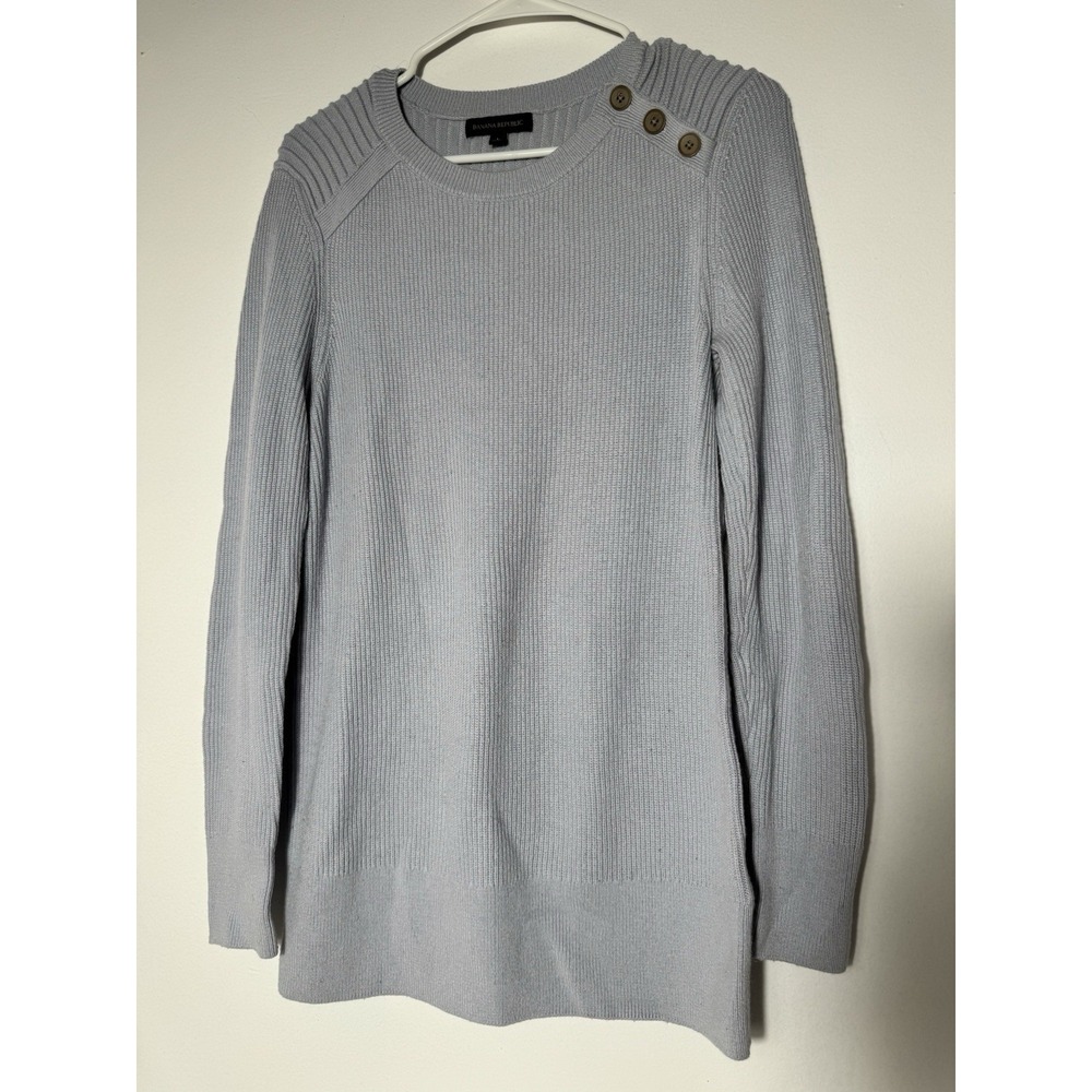 Banana Republic Women's Gray Sweater‎ Merino Wool Blend Rubber Texture Sz L
